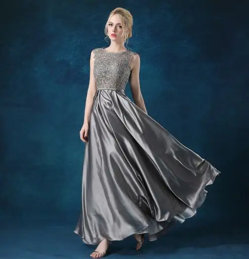 Gray Robe De Soiree кружевное вечернее платье без рукавов с открытыми плечами платья vestito da sera vestido de noche платья для выпускного вечера вечерние платья - Цвет: Gray