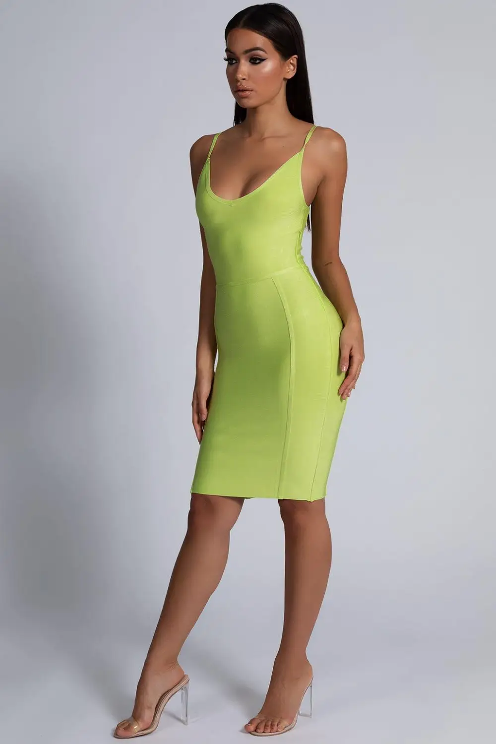 Женское облегающее Бандажное платье Vestidos Verano элегантное зеленое вечернее с