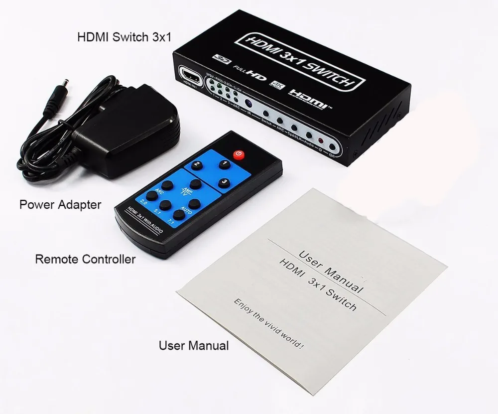 Высокое качество 4K HDMI переключатель аудио экстрактор 3 порта 3x1 1 4 v ZY HS17 Navceker пульт