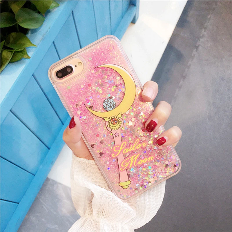 Чехол Сейлор Мун для iPhone 7 прозрачный блеск Fundas plus чехол телефона 8 плюс 6s 6 Plus