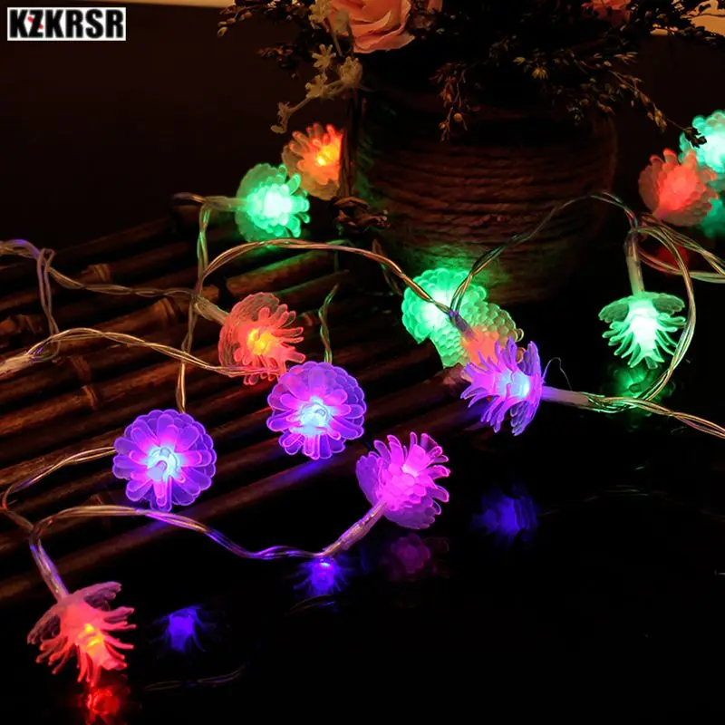 KZKRSR Pinecone AA светодиодные гирлянды на батарейках 2 м 3 4 5 10 рождественские