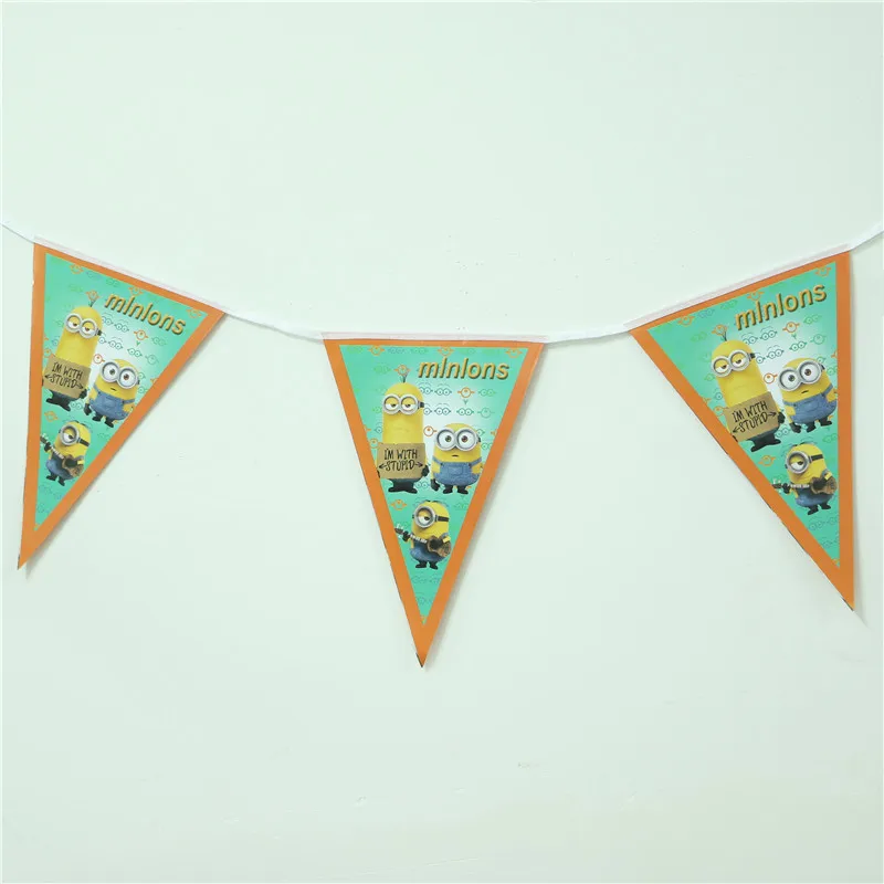 10 шт./линия Гадкий я Миньоны мультфильм бумажные флажки украшения в виде флагов
