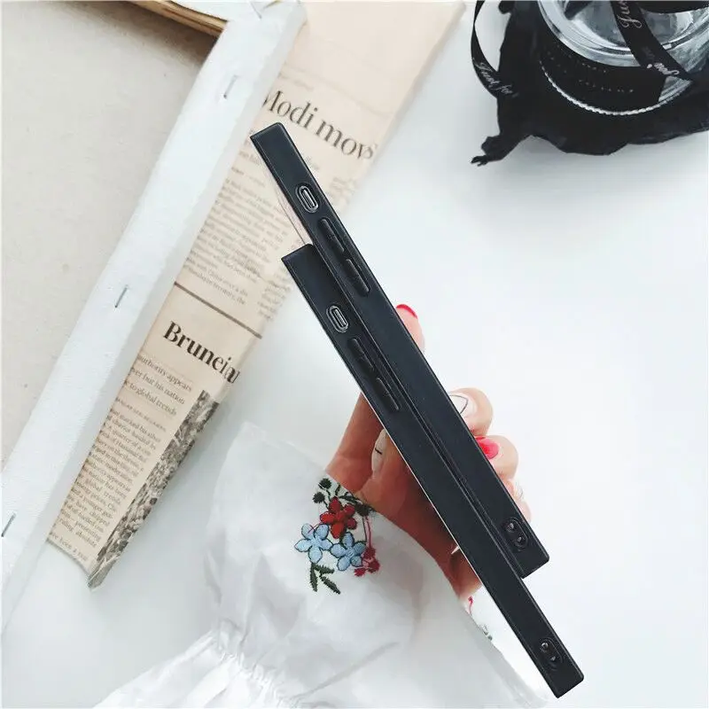 Fashion Glossy Square Phone Case For iPhone 11 Pro Max XS XR X 6 6S 7 8 Plus Marble Stone Pattern Soft Cover |