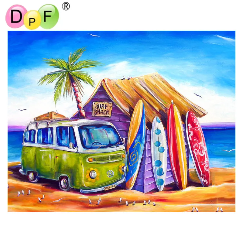DPF вышивка серфинг хижина 5d diy алмазная живопись Алмазная квадратная мозаика