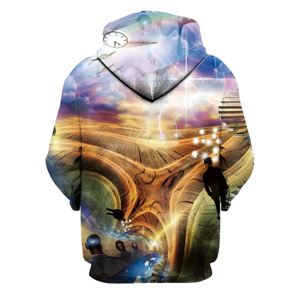 Fashion Sun Colorful Men's Mode 3D Abstract Print Long Sleeve Couples Hoodies Sweatershirt Top Blouse 2019 | Мужская одежда