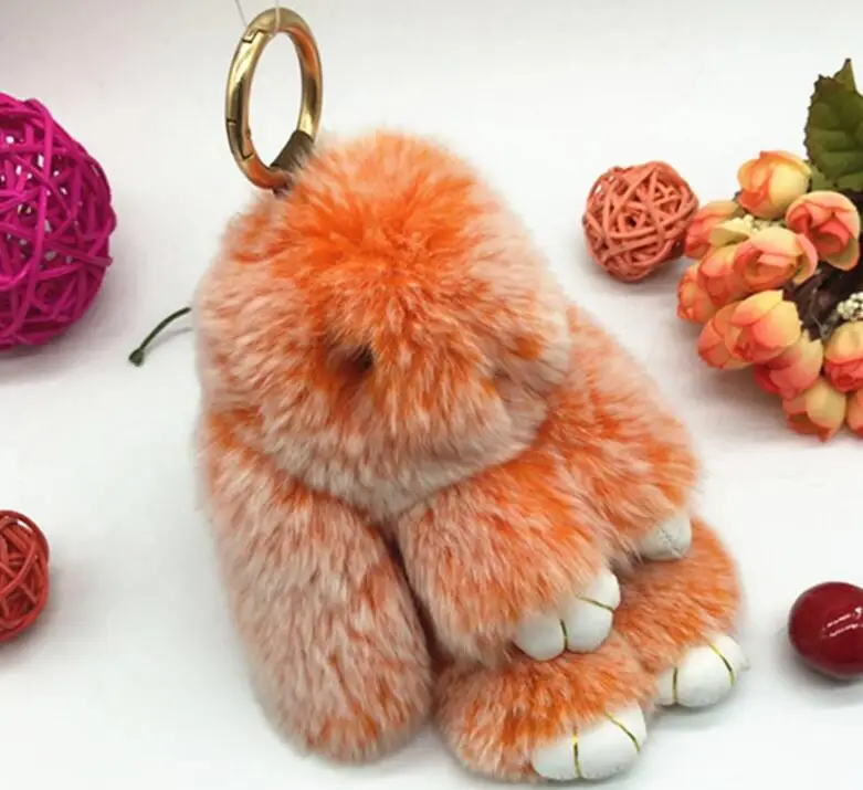 Брелок для ключей из натурального меха кролика Рекс 14 см | Украшения и аксессуары