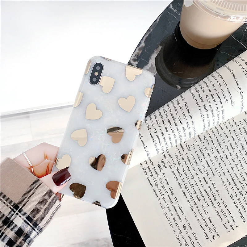 GlamPhoneCase Золотое любовное Сердце чехол для телефона iPhone XS Max XR X 8 plus 7 6 S/6 Plus с