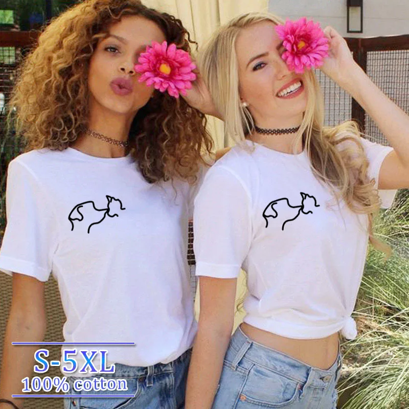 S 5XL 100% хлопок женская футболка с милым принтом harajuku большие размеры забавная