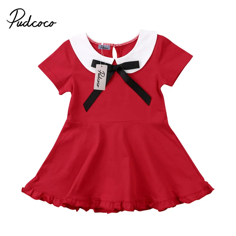 Sweet Lovely Baby Girls School Style Dress Newborn Kids Wedding Pageant Party Princess Tutu Bow | Детская одежда и обувь
