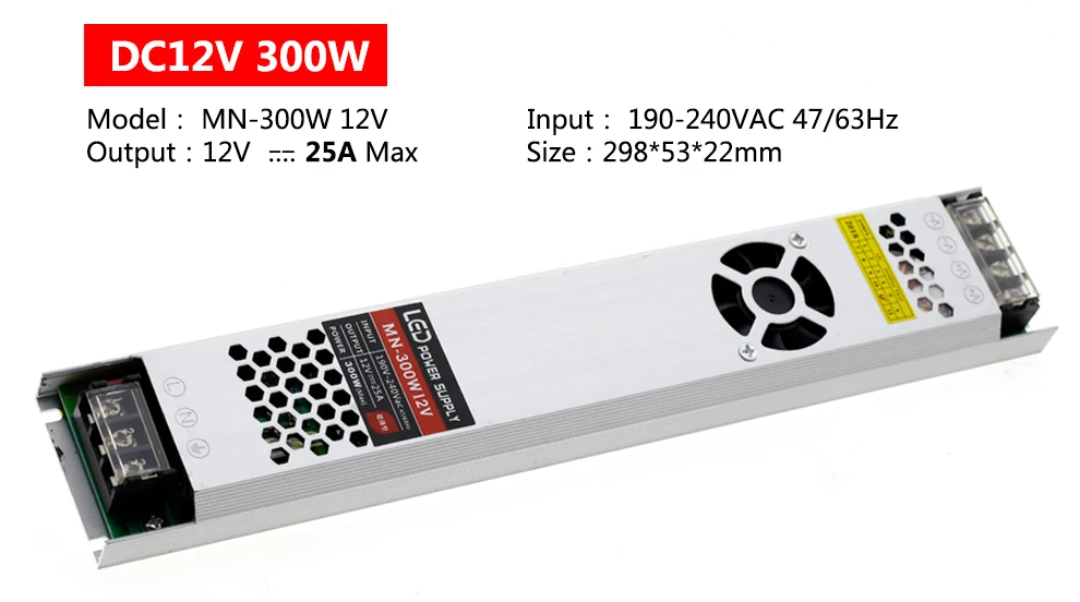 Ультра тонкий светодиодный Питание DC12V трансформаторы систем освещения 60W 100W 150W 200W 300W 12V Светодиодный драйвер Мощность адаптер для Светодиодный полоски