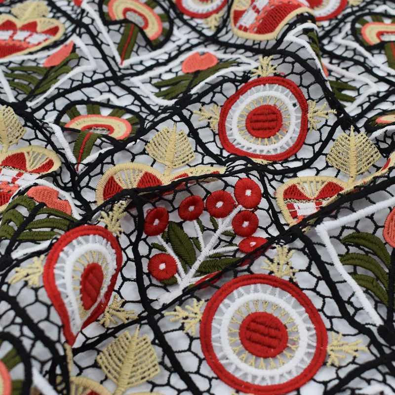 

Peach Heart High-End Embroidery Water-Soluble Lace Fabric For Dress Bazin Riche Telas Por Metro Tissu Tissus Material Vestidos
