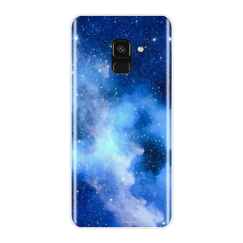 Силиконовый чехол для телефона Samsung Galaxy A6 A8 Plus 2018 мягкая задняя крышка с голубым