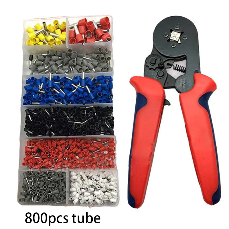 Red With 800 Tube HSC8 6-4A 0,25-10mm2 AWG23-10 обжимные плоскогубцы Электрические трубные Клеммы Коробка Euclidean многофункциональные плоскогубцы ручные инструменты - Цвет: Red With 800 Tube