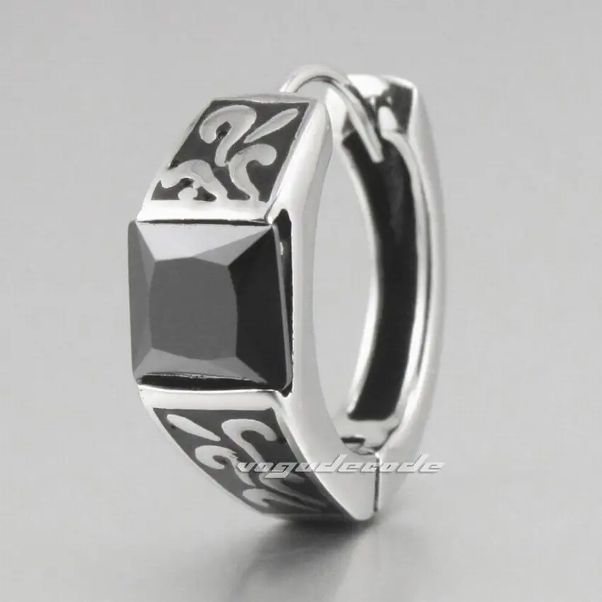 Крутые черные мужские байкерские панк серьги из нержавеющей стали 316L 4X013 (2