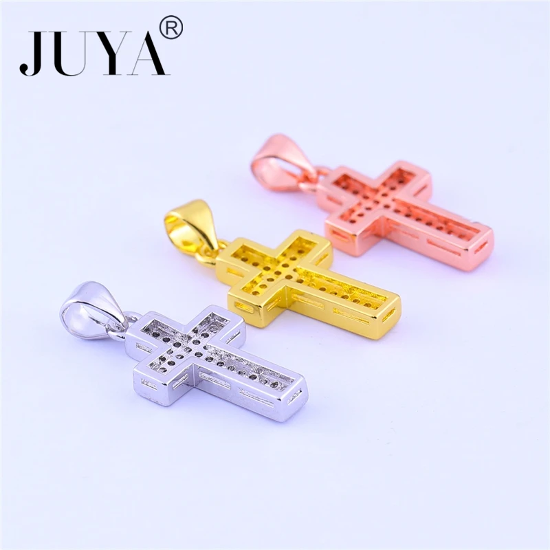 5 шт. подвески кресты из розового золота с фианитами|Шармы| |