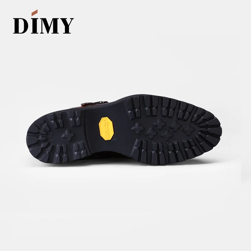 Мужские кожаные туфли на ремешке DIMY черные из воловьей кожи с пряжкой в