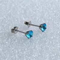 ed025 titanium with ocean blue zircon stud earrings 316l stainless steel ip planting 5mm round