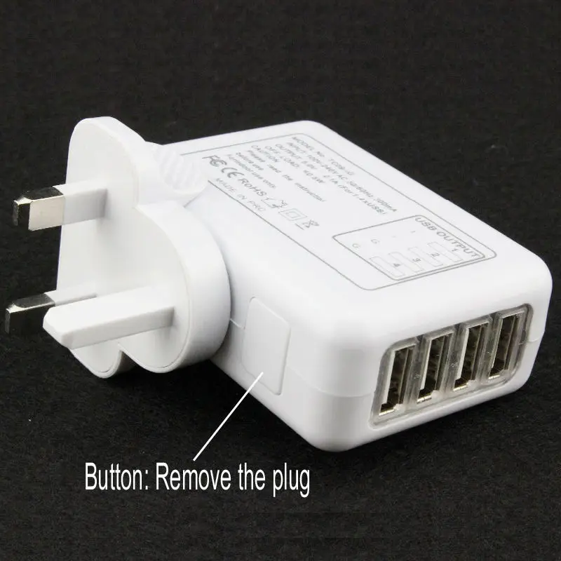 5 V 2.1a 10 Вт 4 USB порты и разъёмы стены зарядное устройство адаптер переменного тока Великобритании/ЕС/США/АС Plug для iPhone samsung