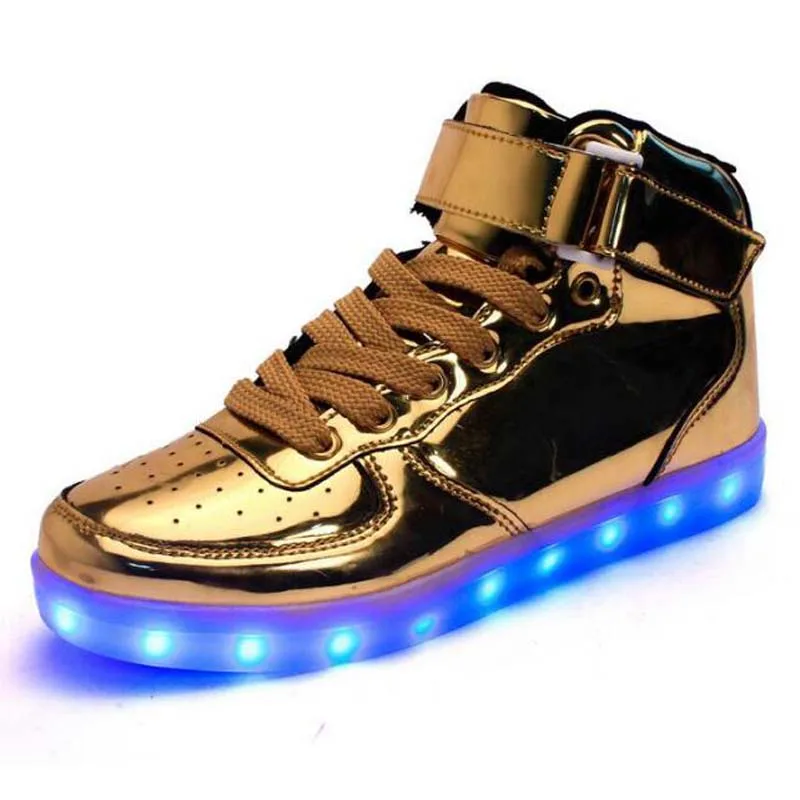 2018 New fashion children's LED shoes USB charging for boys girls high quality leather kids glowing sneakers size 25-38 | Детская