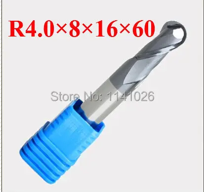 2F R4.0 * 8*16*60 спиральные фрезерные инструменты твердосплавная сферическая торцевая