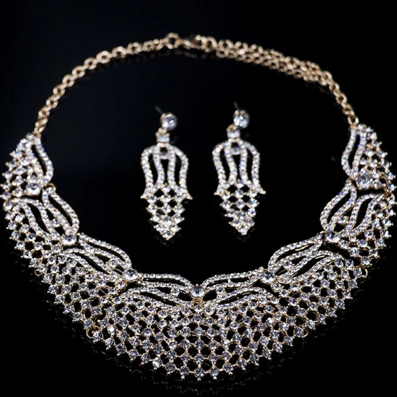 Высокое качество Золотой цвет горный хрусталь Кристалл Ювелирные наборы