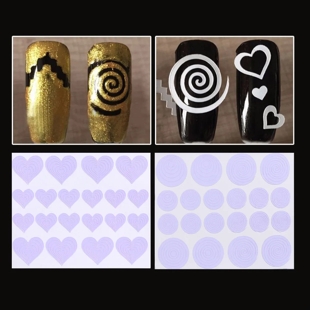 12pcs/set Nail Art Guide Tips Hollow Stencils Sticker French Manicure Template 3D Vinyls Decals Form Styling Tool | Красота и