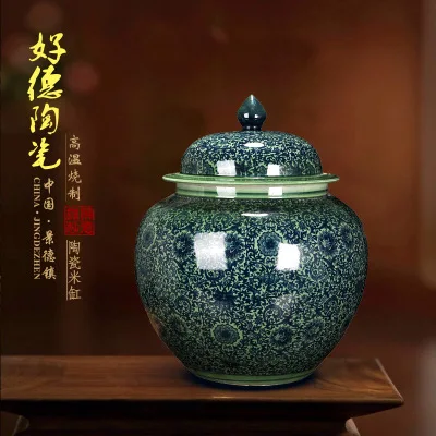 

Jingdezhen 8 kg red ceramic barrel ricer box barrel with cover tank it oil cylinder can save m kimchi cylinder