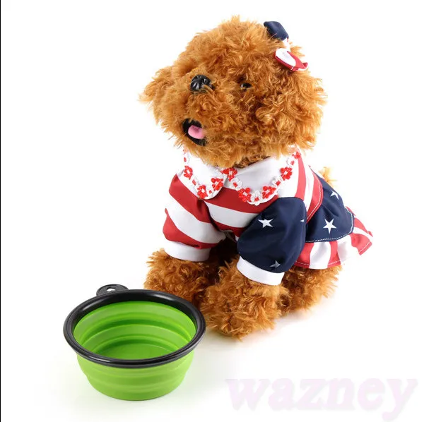 Силиконовая миска для питомца складная путешествий прогулок кормления щенков