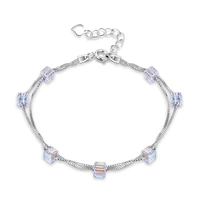 fashion cubic zircon crystal bracelets for women temperament cute silver color chain bracelets bangles ladies jewelry