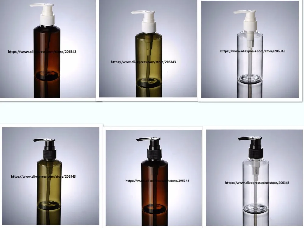 150 мл зеленая/прозрачная/коричневая пластиковая ПЭТ-бутылка с черным/белым