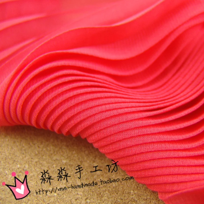 1psc And the wind watermelon red cloth organ Pleated Chiffon shirt crumpled fabric skirt special offer wholesale(pleated 0.5m)