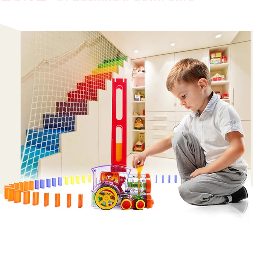 Dominoes Train Car Toys automatic Sets Up 60pcs with Loading Cartridge Lights &amp Sound toys gift for children kid | Игрушки и хобби