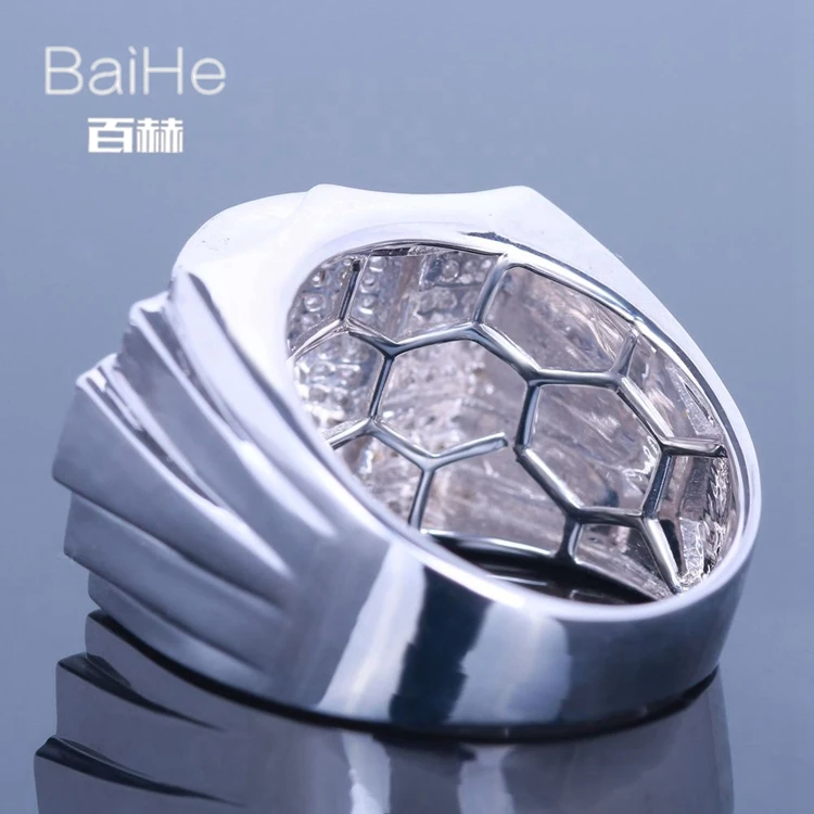 BAIHE стерлингового серебра 925 0.7CT Сертифицированный из натуральной бриллиантами, безупречная основная губка для Обручение Для мужчин модные ювелирные изделия кольцо