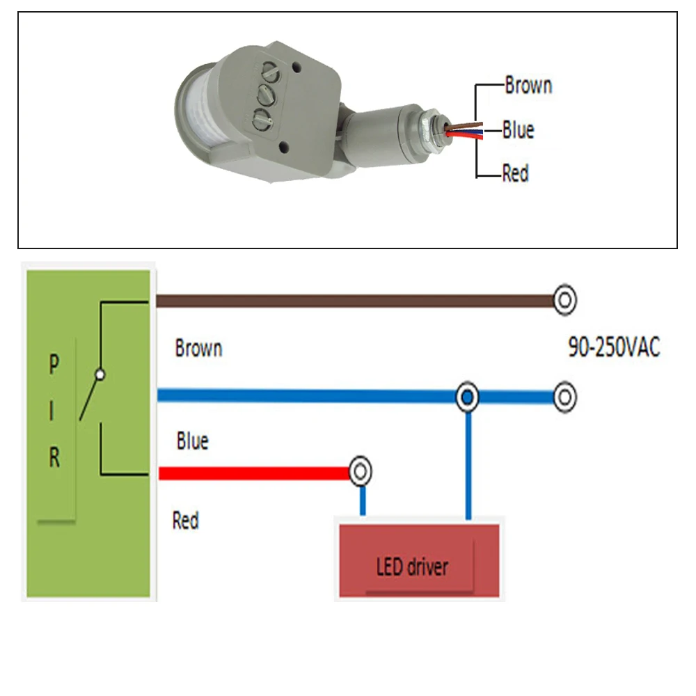 Уличный светильник с датчиком движения угол 140 10 м 220 В переменного тока