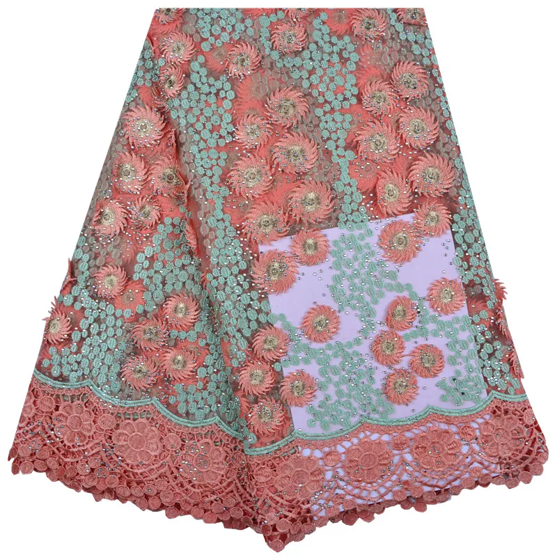 

Pretty Beaded French Tulle Net Lace With Stones For Party Dress High Quality French Swiss Net Lace With Beads & Stones 1292B