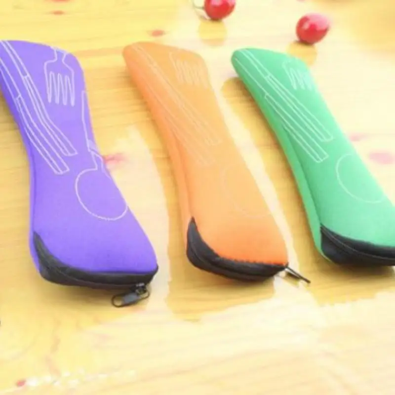 3Pcs/set Portable Stainless Steel Cutlery Set Flower Painting Fork Dinner Tableware Case Kit For Camping A | Дом и сад