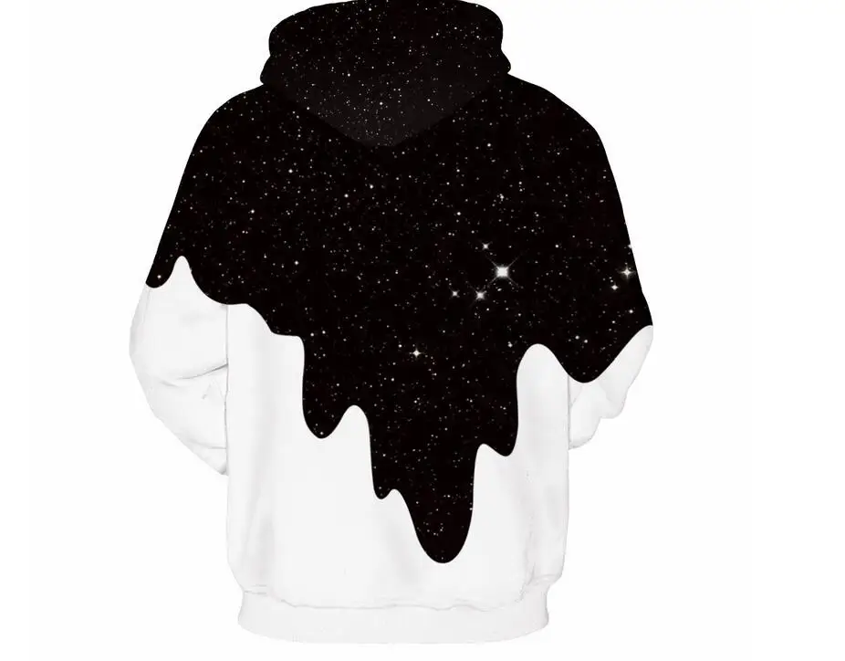 Мужские/женские толстовки с капюшоном черные/белые 3D-принтом молока пуловеры