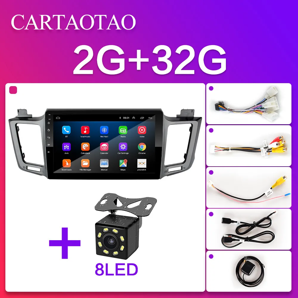 H-RAV4-ZS-2G-8LED 2 din Android 8,1 автомобильный dvd-плеер для Toyota RAV 4 2013 10," Автомобильный Радио Мультимедиа gps навигация wifi плеер - Цвет: H-RAV4-ZS-2G-8LED