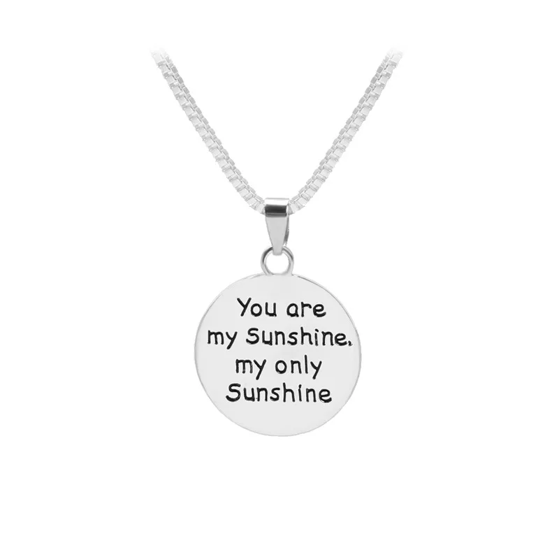 Модные ювелирные изделия You Are My Sunshine Only двухсторонний диск с гравировкой солнце