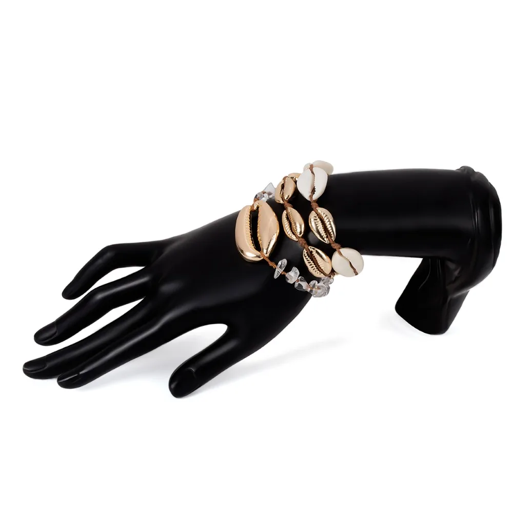 

Ingemark Bohemian 3 Pcs/ Set Big Shell Bracelet Bangle Women Accessories Punk Summer Seashell Rope Chain Adjustable Bracelet