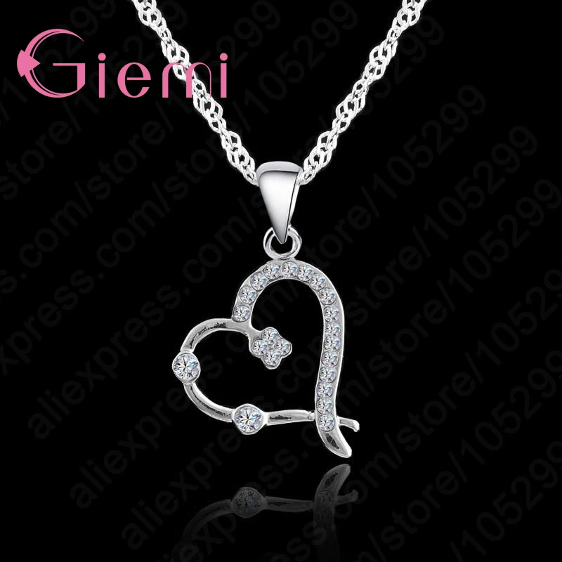 

New Arrival High Quality 925 Sterling Silver Clear Cubic Zirconia Heart Shape Pendant Necklace For Women Crystal Jewelry