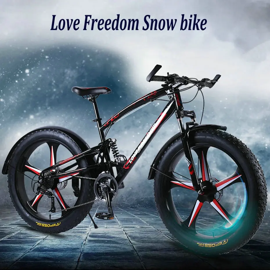 Love Freedom Высочайшее качество велосипеды 26*4,0 фэтбайк 7/21/24/27 Скорость амортизаторы велосипед Снег велосипед
