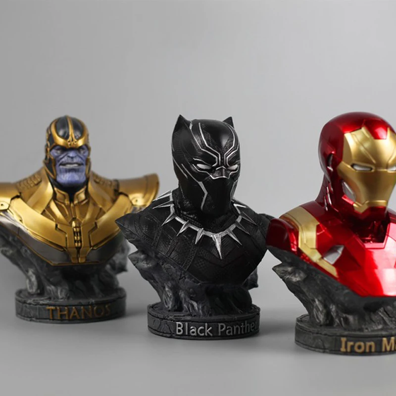 Marvel Мстители финальная битва, Железный человек Черная пантера Человек-паук Доктор Стрэндж 18 см цвет бюст статуя