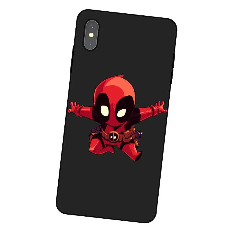 P038 Дэдпул Nobby Черный силиконовый чехол для Apple iPhone 11 Pro XR XS Max X 8 7 6 6S Plus 5 5S SE |