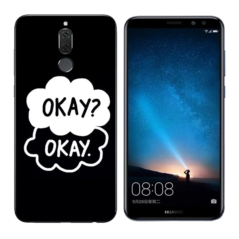 Cover For Huawei Mate 10 Lite 5.9&quot Phone Cases Black Letters Printing Nova 2i Silicone Back Shell for MaiMang 6 Capa |
