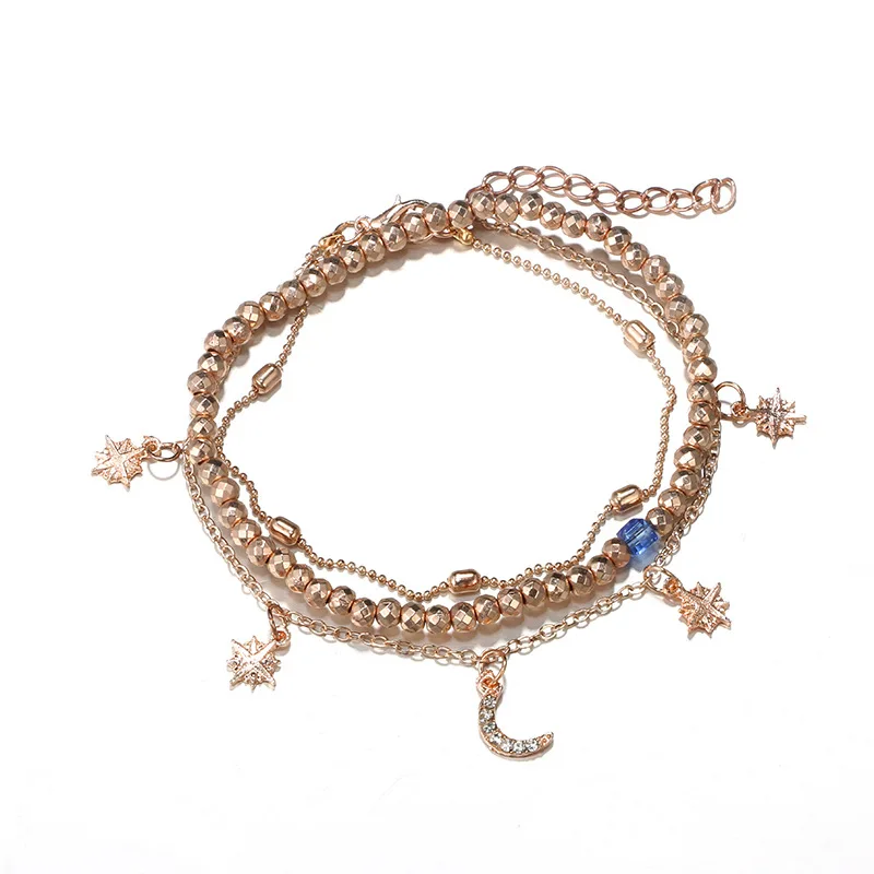 AECLVR Многослойные маленькие бусины раковины Звездный браслет для женщин красивый