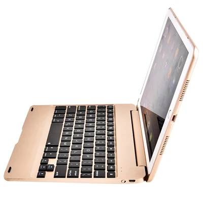 gold Алюминиевый сплав чехол s для Apple iPad Pro 9,7 дюйма Air 2 беспроводной Bluetooth чехол для клавиатуры с подставкой раскладушка откидная крышка+ пленка - Цвет: gold
