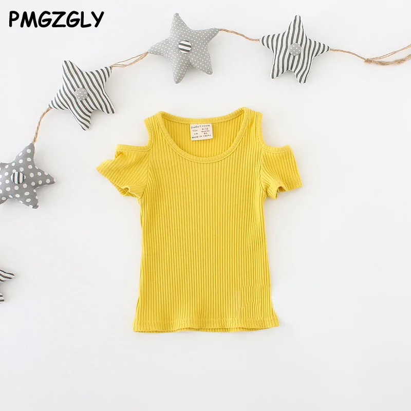 

Baby Girls Summer T Shirt Girl Cute 100% Cotton Short-sleeved T-shirt Girl's Fashion T Shirts Off-shoulder tops newborn Clothing