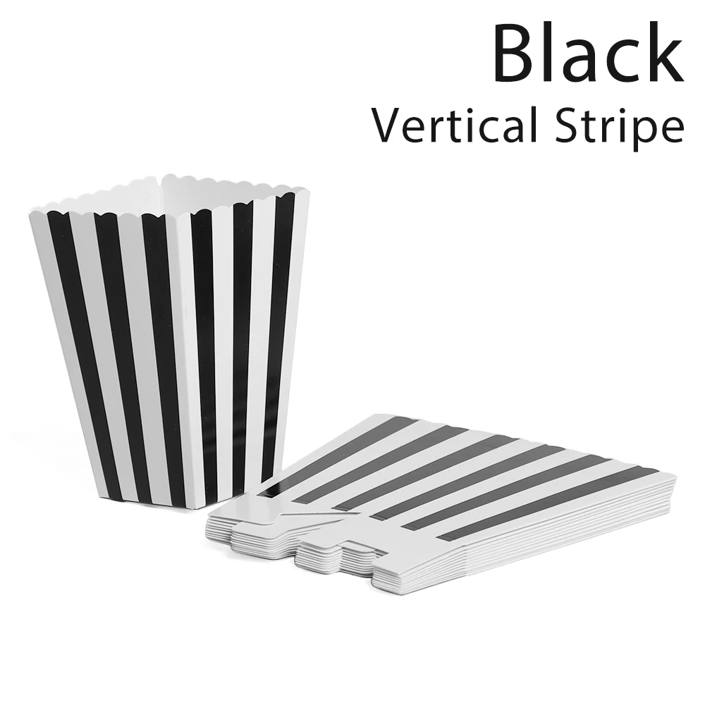 Vertical Stripe blac 12 шт. розовые Золотые Коробки для попкорна, сумки для детской вечеринки, коробки, свадьба, день рождения, Декор, товары для фильмов, сумки для попкорна, вечерние принадлежности - Цвет: Vertical Stripe blac