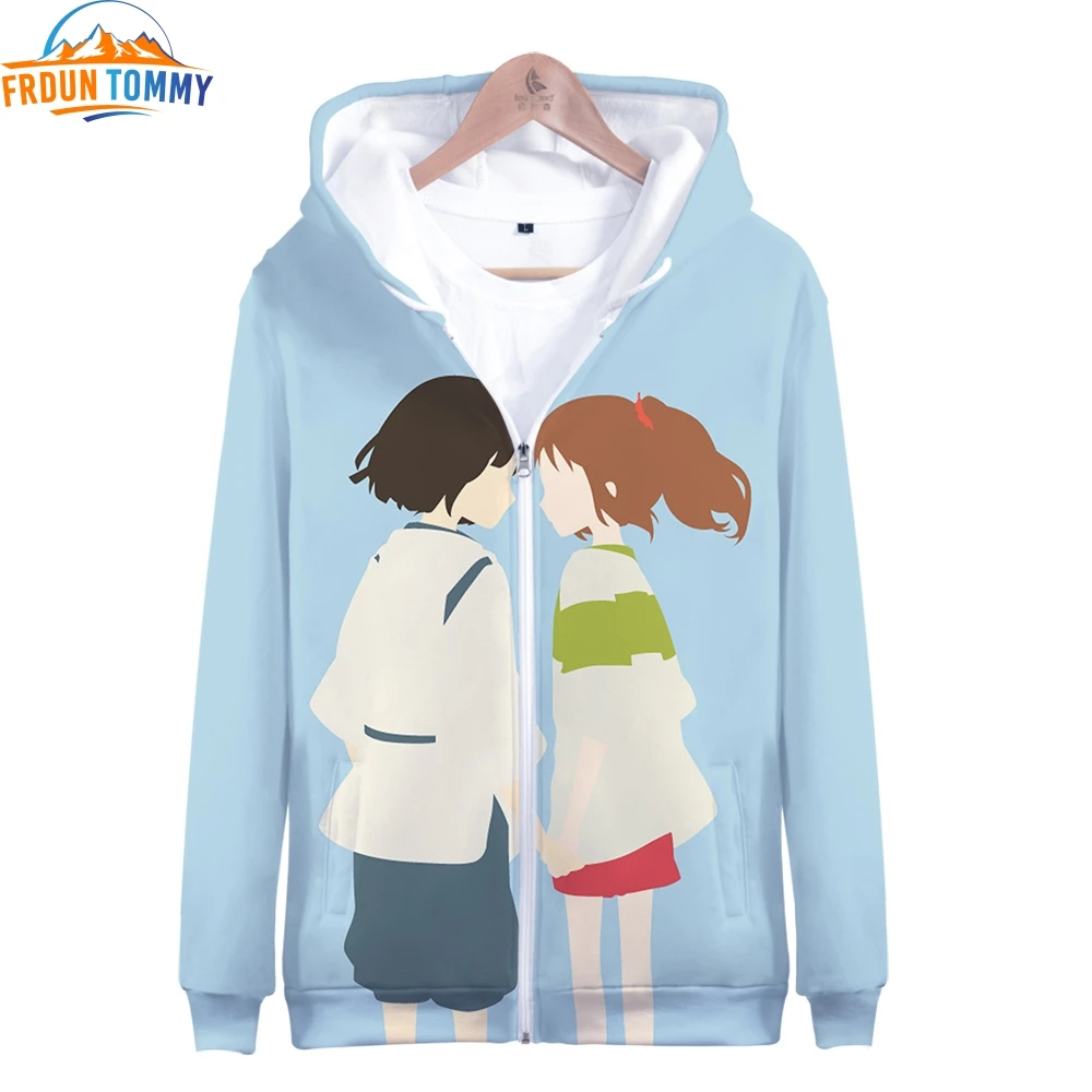 Japanese kawai Anime Spirited Away new print cool fashion Zipper hooded sweatshirt Men/Women Hip hop high quality clothes | Мужская